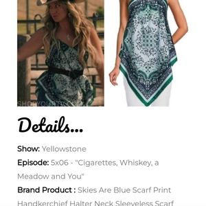 ISO Skies Are BlueScarf Print Handkerchief Halter Neck Sleeveless Scarf Top